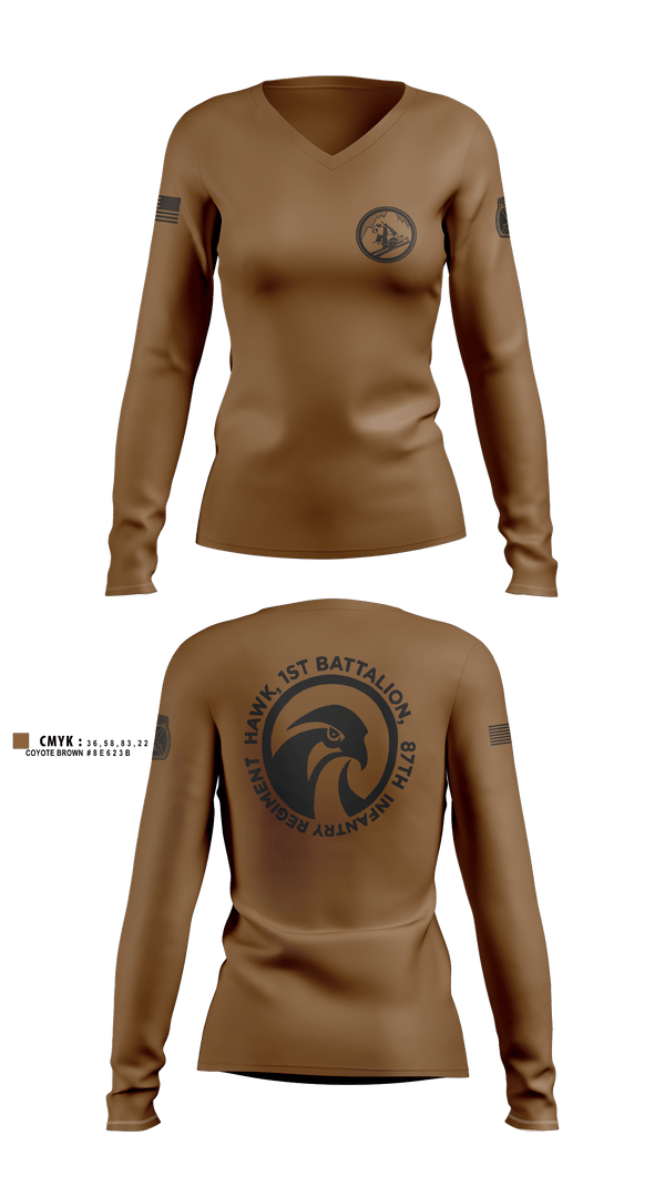 Womens Long Sleeve Vneck Shirt, Diesel, 3-71CAV, Army, Teamtime, Team time, sublimation, custom sports apparel, team uniforms, spirit wear, spiritwear, sports uniforms, custom shirts, team store, custom team store, fundraiser sports, apparel fundraiser