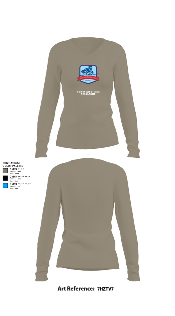 Womens Long Sleeve Vneck Shirt, Gibson County High School Soccer, Women's Soccer, Teamtime, Team time, sublimation, custom sports apparel, team uniforms, spirit wear, spiritwear, sports uniforms, custom shirts, team store, custom team store, fundraiser sports, apparel fundraiser