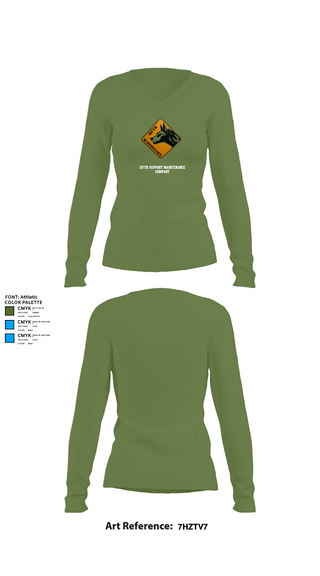 Womens Long Sleeve Vneck Shirt, 317th support maintenance company, Army, Teamtime, Team time, sublimation, custom sports apparel, team uniforms, spirit wear, spiritwear, sports uniforms, custom shirts, team store, custom team store, fundraiser sports, apparel fundraiser