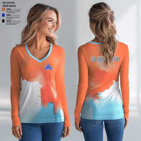 Womens Long Sleeve Vneck Shirt 1, Smokey Road Middle School Basketball, Women's Basketball, Teamtime, Team time, sublimation, custom sports apparel, team uniforms, spirit wear, spiritwear, sports uniforms, custom shirts, team store, custom team store, fundraiser sports, apparel fundraiser