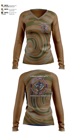 Womens Long Sleeve Vneck Shirt, Honolulu Bohemian, , Teamtime, Team time, sublimation, custom sports apparel, team uniforms, spirit wear, spiritwear, sports uniforms, custom shirts, team store, custom team store, fundraiser sports, apparel fundraiser
