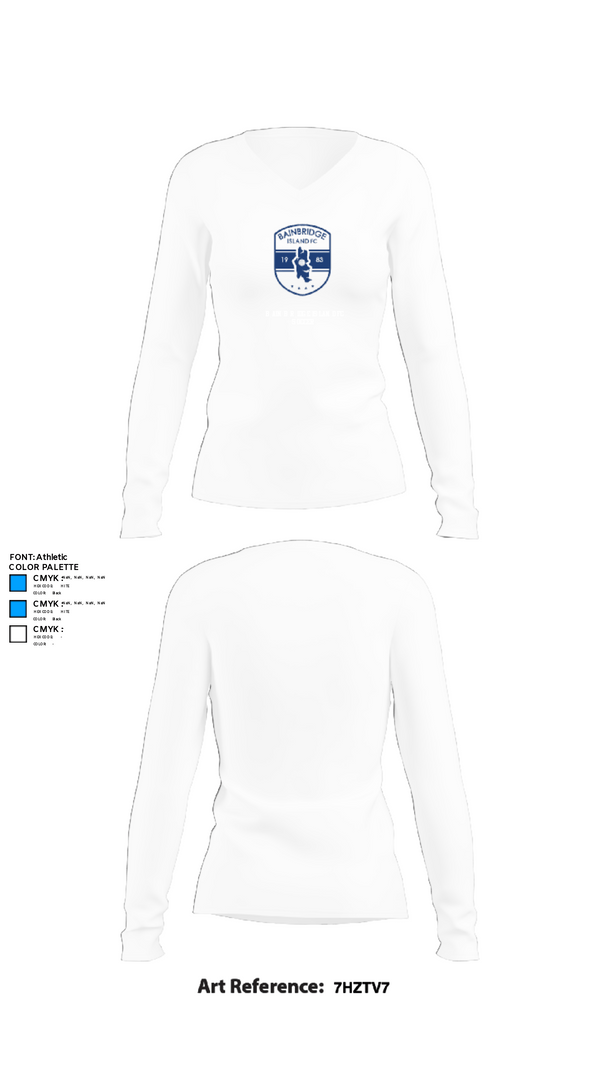 Women's Long Sleeve Vneck Shirt, Bainbridge Island FC Soccer, Men's Soccer, Teamtime, Team time, sublimation, custom sports apparel, team uniforms, spirit wear, spiritwear, sports uniforms, custom shirts, team store, custom team store, fundraiser sports, apparel fundraiser