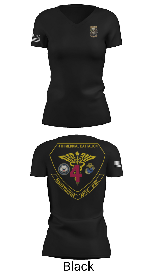 Womens Short Sleeve Vneck Shirt, 4th Med Battalion, Marines, Teamtime, Team time, sublimation, custom sports apparel, team uniforms, spirit wear, spiritwear, sports uniforms, custom shirts, team store, custom team store, fundraiser sports, apparel fundraiser