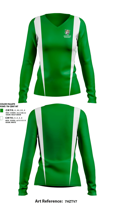 Hempstead Middle School Basketball 22150967 Women's Long Sleeve V-neck Shirt - 1