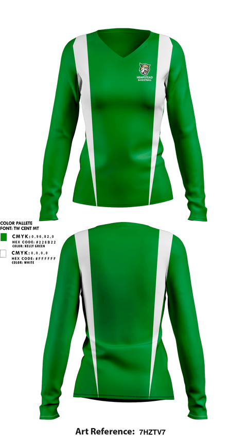 Womens Long Sleeve Vneck Shirt, Hempstead Middle School Basketball, Women's Basketball, Teamtime, Team time, sublimation, custom sports apparel, team uniforms, spirit wear, spiritwear, sports uniforms, custom shirts, team store, custom team store, fundraiser sports, apparel fundraiser