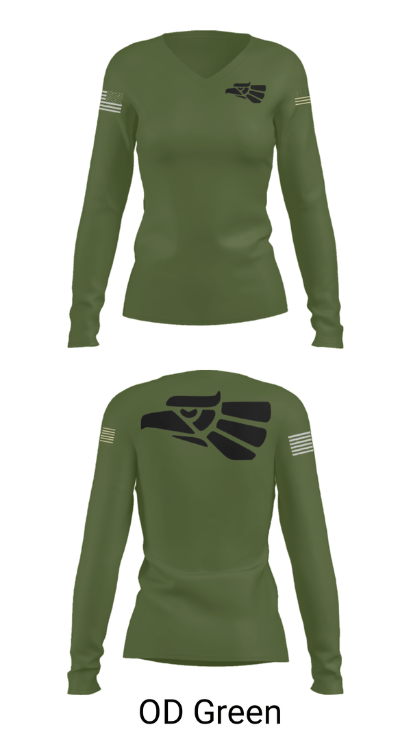 Women's Long Sleeve Vneck Shirt, 578th A Co, National Guard, Teamtime, Team time, sublimation, custom sports apparel, team uniforms, spirit wear, spiritwear, sports uniforms, custom shirts, team store, custom team store, fundraiser sports, apparel fundraiser