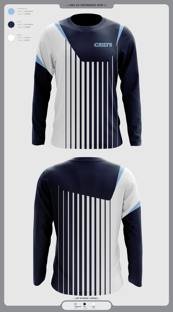 Long Sleeve Performance Shirt, Chiefs, Baseball, Teamtime, Team time, sublimation, custom sports apparel, team uniforms, spirit wear, spiritwear, sports uniforms, custom shirts, team store, custom team store, fundraiser sports, apparel fundraiser