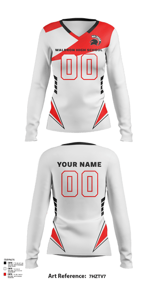 Women's Long Sleeve Vneck Shirt, Waldron High School Volleyball, Women's Volleyball, Teamtime, Team time, sublimation, custom sports apparel, team uniforms, spirit wear, spiritwear, sports uniforms, custom shirts, team store, custom team store, fundraiser sports, apparel fundraiser