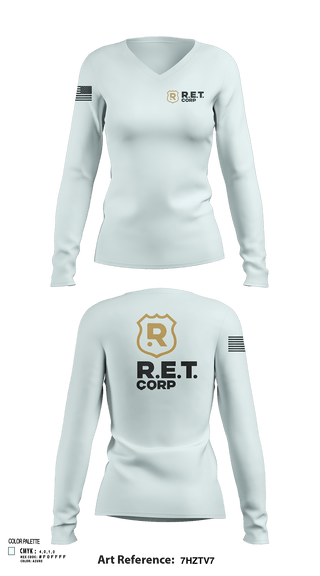Womens Long Sleeve Vneck Shirt, RET CORP, Police, Teamtime, Team time, sublimation, custom sports apparel, team uniforms, spirit wear, spiritwear, sports uniforms, custom shirts, team store, custom team store, fundraiser sports, apparel fundraiser