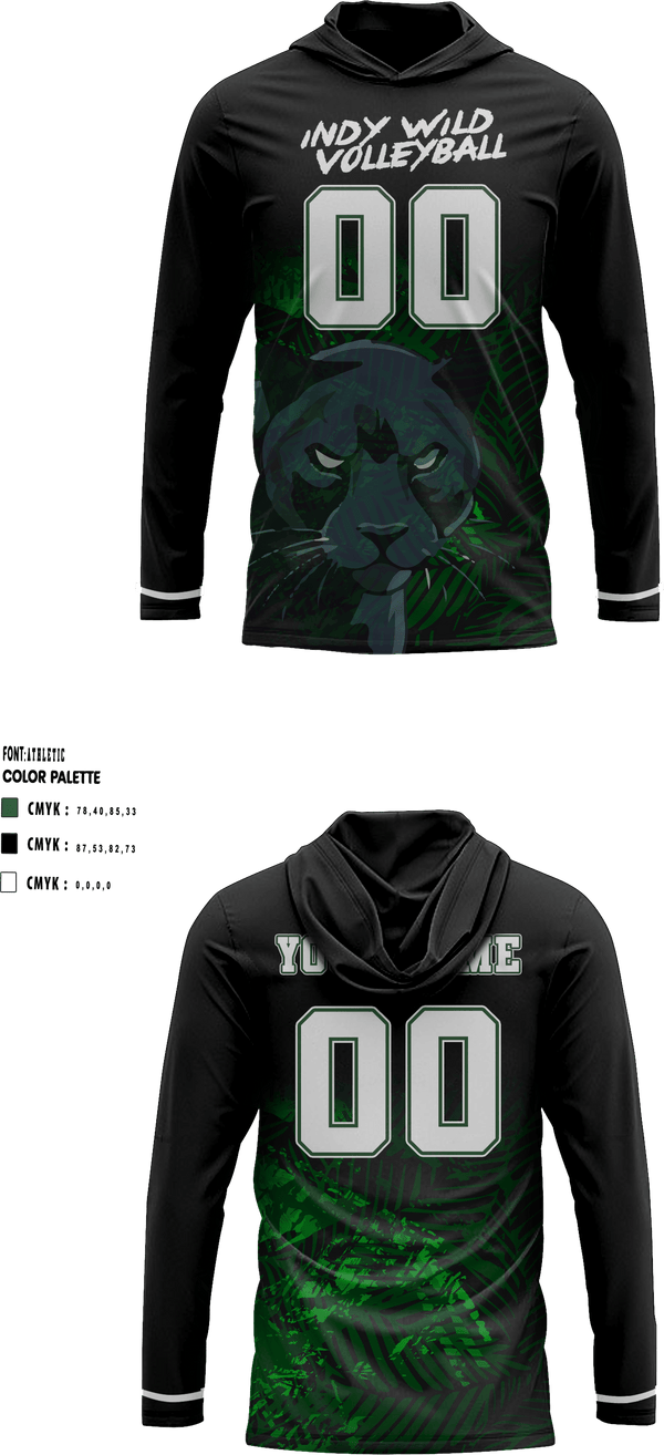 Short Sleeve Performance Shirt with hood, Indy Wild Volleyball, Women's Volleyball, Teamtime, Team time, sublimation, custom sports apparel, team uniforms, spirit wear, spiritwear, sports uniforms, custom shirts, team store, custom team store, fundraiser sports, apparel fundraiser