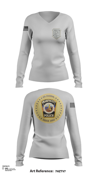 Womens Long Sleeve Vneck Shirt, Swampscott Police, Police, Teamtime, Team time, sublimation, custom sports apparel, team uniforms, spirit wear, spiritwear, sports uniforms, custom shirts, team store, custom team store, fundraiser sports, apparel fundraiser