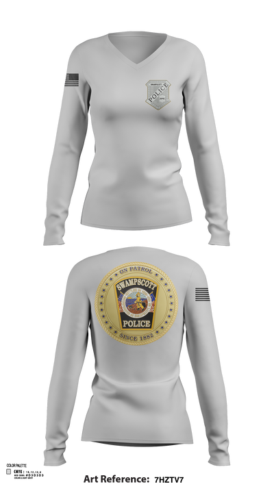 Swampscott Police 55581807 Women's Long Sleeve V-neck Shirt - 119