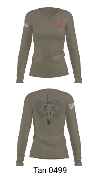 Women's Long Sleeve Vneck Shirt, 1/6 Charlie company, , Teamtime, Team time, sublimation, custom sports apparel, team uniforms, spirit wear, spiritwear, sports uniforms, custom shirts, team store, custom team store, fundraiser sports, apparel fundraiser