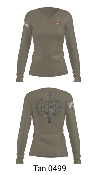 1/6 Charlie company 57623545 Women's Long Sleeve V-neck Shirt - 77