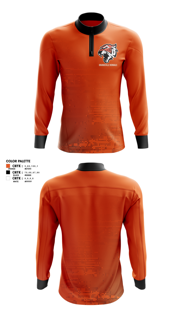 Quarter Zip Jacket, Orangeville Bengals, Baseball, Teamtime, Team time, sublimation, custom sports apparel, team uniforms, spirit wear, spiritwear, sports uniforms, custom shirts, team store, custom team store, fundraiser sports, apparel fundraiser