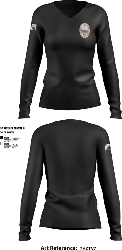 Monument Police Department 10917118 Women's Long Sleeve V-neck Shirt - 6