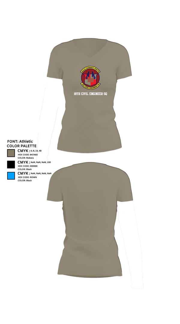 Womens Short Sleeve Vneck Shirt, 18th Civil Engineer Sq, Air Force, Teamtime, Team time, sublimation, custom sports apparel, team uniforms, spirit wear, spiritwear, sports uniforms, custom shirts, team store, custom team store, fundraiser sports, apparel fundraiser