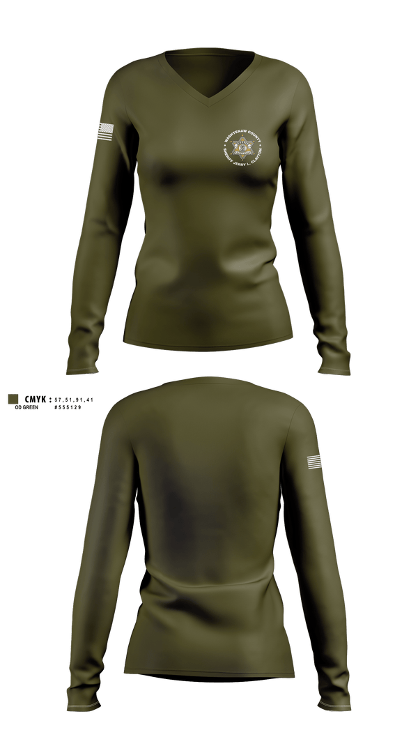 Womens Long Sleeve Vneck Shirt 1, Sheriff, Police, Teamtime, Team time, sublimation, custom sports apparel, team uniforms, spirit wear, spiritwear, sports uniforms, custom shirts, team store, custom team store, fundraiser sports, apparel fundraiser