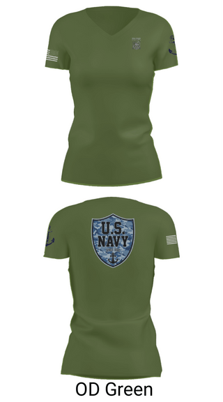 Women's Short Sleeve Vneck Shirt, CVN 77 George HW Bus, Navy, Teamtime, Team time, sublimation, custom sports apparel, team uniforms, spirit wear, spiritwear, sports uniforms, custom shirts, team store, custom team store, fundraiser sports, apparel fundraiser