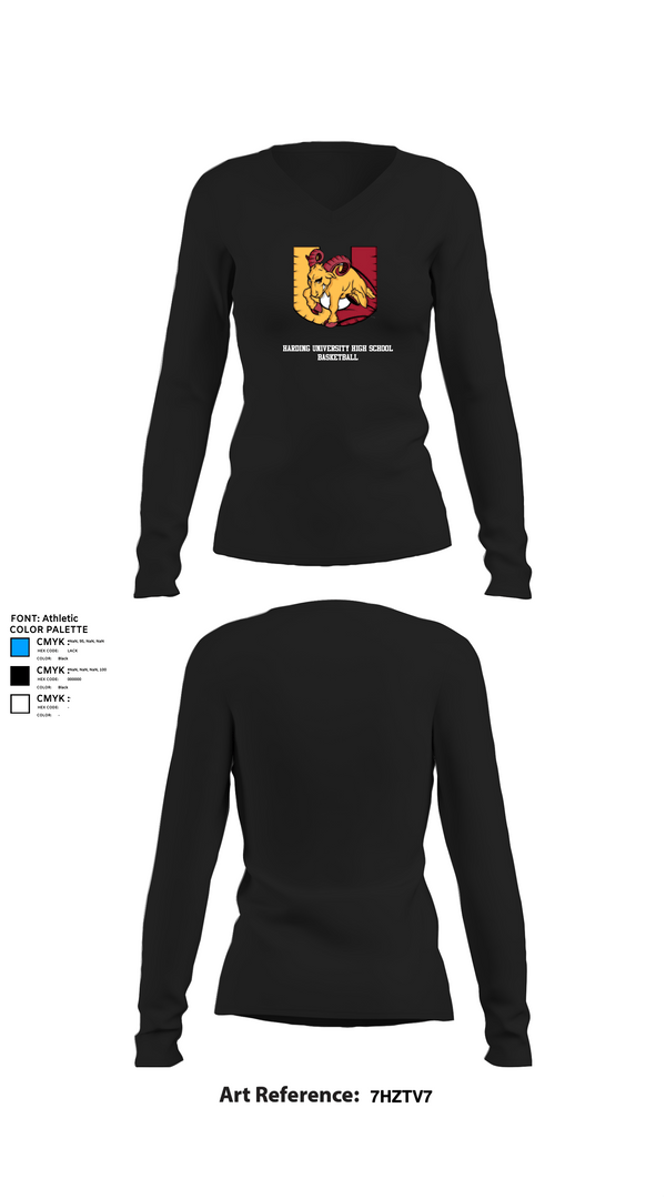 Womens Long Sleeve Vneck Shirt 1, Harding University High School Basketball, Men's Basketball, Teamtime, Team time, sublimation, custom sports apparel, team uniforms, spirit wear, spiritwear, sports uniforms, custom shirts, team store, custom team store, fundraiser sports, apparel fundraiser