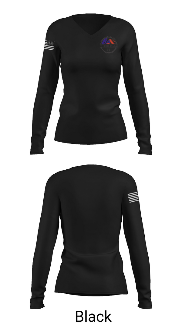 Womens Long Sleeve Vneck Shirt, Patriotic Designs & CNC, , Teamtime, Team time, sublimation, custom sports apparel, team uniforms, spirit wear, spiritwear, sports uniforms, custom shirts, team store, custom team store, fundraiser sports, apparel fundraiser