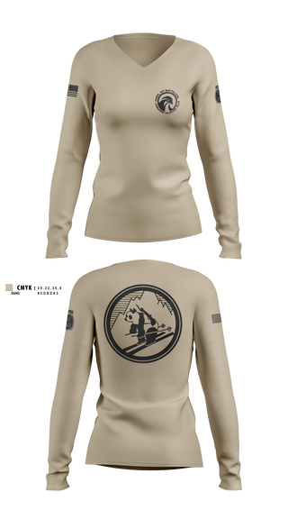 Womens Long Sleeve Vneck Shirt, Diesel, 3-71CAV, Army, Teamtime, Team time, sublimation, custom sports apparel, team uniforms, spirit wear, spiritwear, sports uniforms, custom shirts, team store, custom team store, fundraiser sports, apparel fundraiser