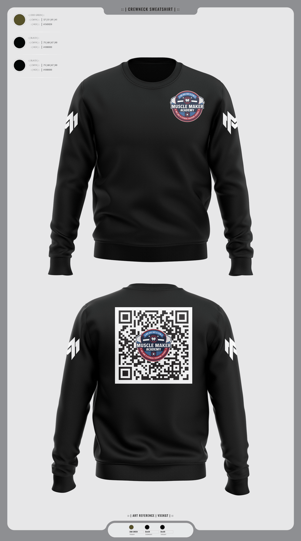 Crew Neck Sweatshirt, Muscle Maker Academy, Space Force, Teamtime, Team time, sublimation, custom sports apparel, team uniforms, spirit wear, spiritwear, sports uniforms, custom shirts, team store, custom team store, fundraiser sports, apparel fundraiser