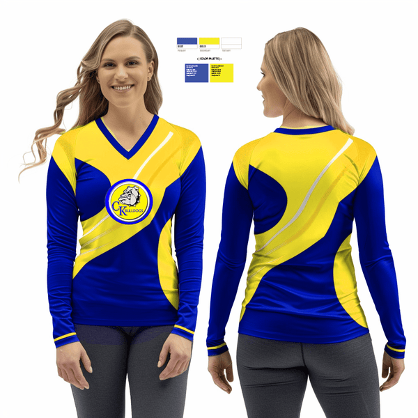 Womens Long Sleeve Vneck Shirt, Claysburg-Kimmel Senior High School Football, Football, Teamtime, Team time, sublimation, custom sports apparel, team uniforms, spirit wear, spiritwear, sports uniforms, custom shirts, team store, custom team store, fundraiser sports, apparel fundraiser