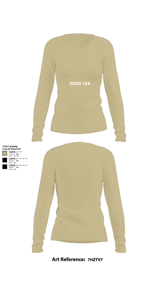 Women's Long Sleeve Vneck Shirt, 922nd CBN, Army, Teamtime, Team time, sublimation, custom sports apparel, team uniforms, spirit wear, spiritwear, sports uniforms, custom shirts, team store, custom team store, fundraiser sports, apparel fundraiser