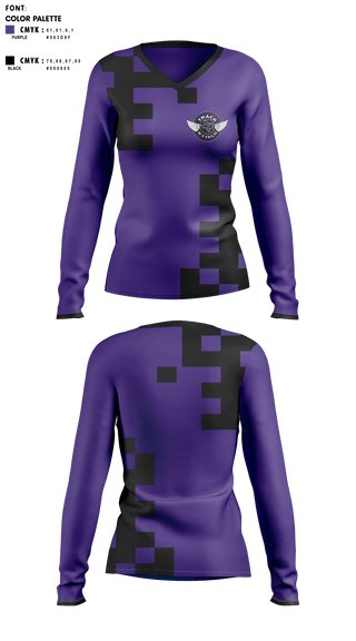 Womens Long Sleeve Vneck Shirt 1, Throckmorton High School Track and Field, Track & Field, Teamtime, Team time, sublimation, custom sports apparel, team uniforms, spirit wear, spiritwear, sports uniforms, custom shirts, team store, custom team store, fundraiser sports, apparel fundraiser