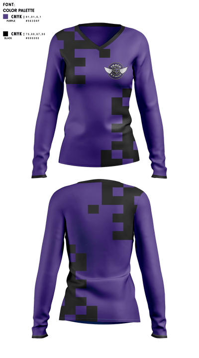 Throckmorton High School Cross Country 29705170 Women's Long Sleeve V-neck Shirt -1 1