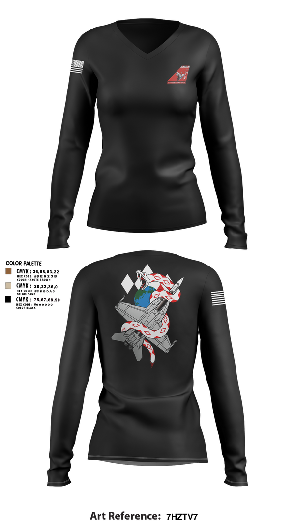 Womens Long Sleeve Vneck Shirt, VFA-102, , Teamtime, Team time, sublimation, custom sports apparel, team uniforms, spirit wear, spiritwear, sports uniforms, custom shirts, team store, custom team store, fundraiser sports, apparel fundraiser