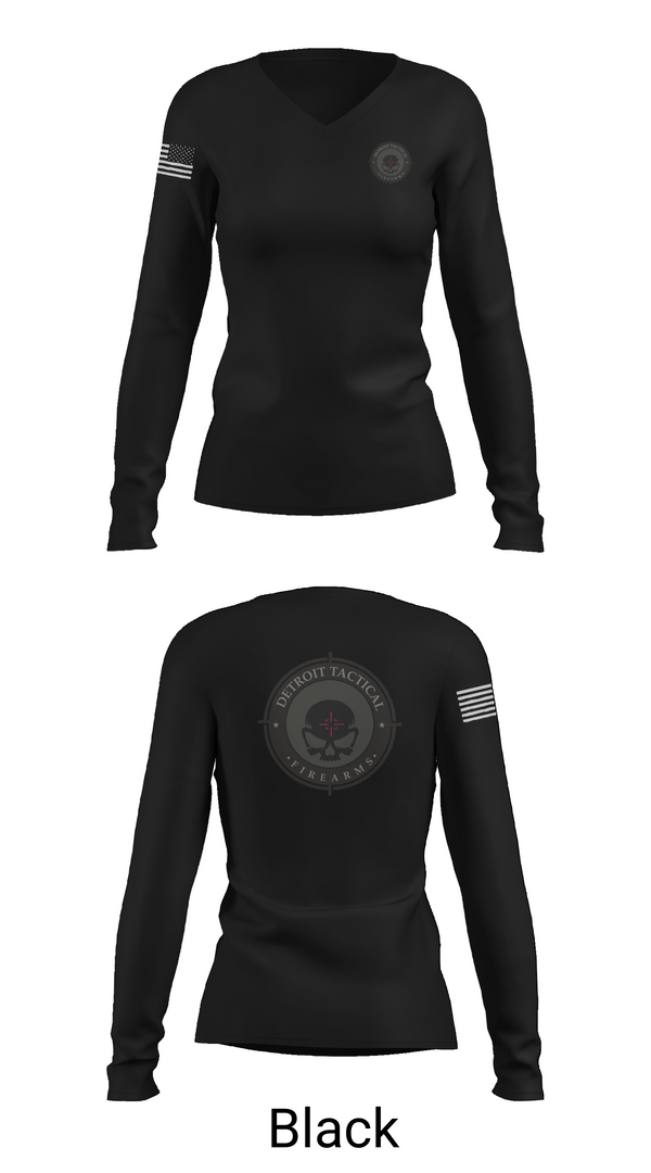 Womens Long Sleeve Vneck Shirt, Detroit Tactical Firearms, , Teamtime, Team time, sublimation, custom sports apparel, team uniforms, spirit wear, spiritwear, sports uniforms, custom shirts, team store, custom team store, fundraiser sports, apparel fundraiser