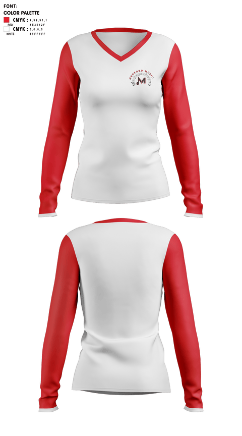 Womens Long Sleeve Vneck Shirt 1, Kankakee High School Band, Spirit Store, Teamtime, Team time, sublimation, custom sports apparel, team uniforms, spirit wear, spiritwear, sports uniforms, custom shirts, team store, custom team store, fundraiser sports, apparel fundraiser