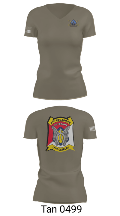 B Troop 2-17 Cav REGT 36740014 Women's Short Sleeve V-neck Shirt - 68