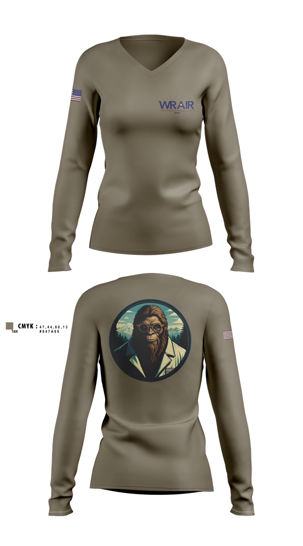 Womens Long Sleeve Vneck Shirt, Walter Reed Army Institute of Research - West, , Teamtime, Team time, sublimation, custom sports apparel, team uniforms, spirit wear, spiritwear, sports uniforms, custom shirts, team store, custom team store, fundraiser sports, apparel fundraiser
