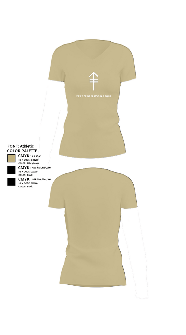 Women's Short Sleeve Vneck Shirt, 2/2 3rd PLT Weapon SquadE TRP 3RD PLT WEAPONS SQUAD, Army, Teamtime, Team time, sublimation, custom sports apparel, team uniforms, spirit wear, spiritwear, sports uniforms, custom shirts, team store, custom team store, fundraiser sports, apparel fundraiser
