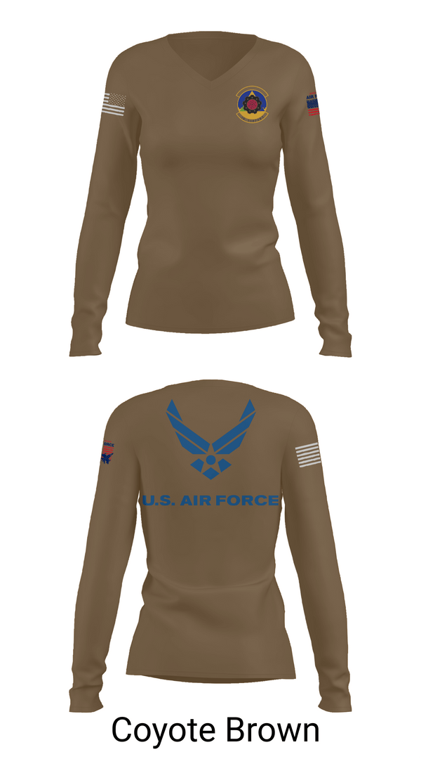Womens Long Sleeve Vneck Shirt 1, 4th Component Maintenance Squadron, , Teamtime, Team time, sublimation, custom sports apparel, team uniforms, spirit wear, spiritwear, sports uniforms, custom shirts, team store, custom team store, fundraiser sports, apparel fundraiser