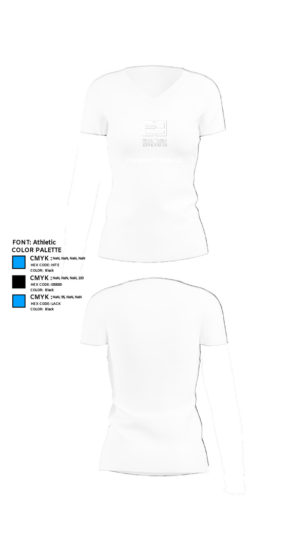 Womens Short Sleeve Vneck Shirt, EVAIDEN EXTERIORS, LLC, , Teamtime, Team time, sublimation, custom sports apparel, team uniforms, spirit wear, spiritwear, sports uniforms, custom shirts, team store, custom team store, fundraiser sports, apparel fundraiser