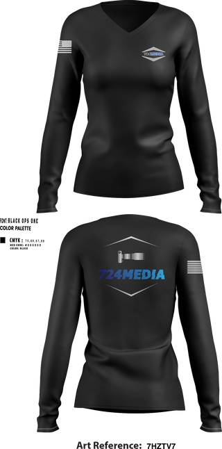 Womens Long Sleeve Vneck Shirt, 724MEDIA, , Teamtime, Team time, sublimation, custom sports apparel, team uniforms, spirit wear, spiritwear, sports uniforms, custom shirts, team store, custom team store, fundraiser sports, apparel fundraiser