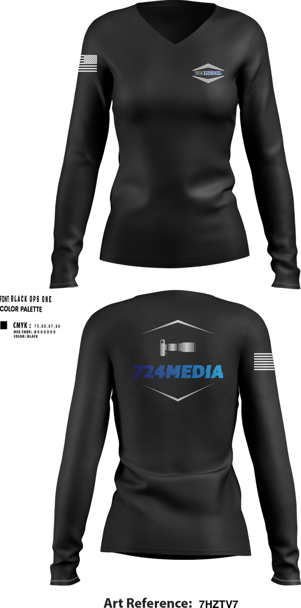 Womens Long Sleeve Vneck Shirt, 724MEDIA, , Teamtime, Team time, sublimation, custom sports apparel, team uniforms, spirit wear, spiritwear, sports uniforms, custom shirts, team store, custom team store, fundraiser sports, apparel fundraiser