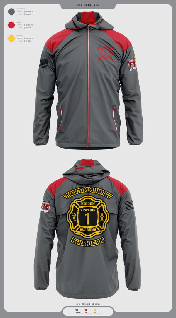 Windbreaker, Tri-Community fire, Fire Department, Teamtime, Team time, sublimation, custom sports apparel, team uniforms, spirit wear, spiritwear, sports uniforms, custom shirts, team store, custom team store, fundraiser sports, apparel fundraiser