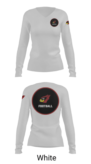 Women's Long Sleeve Vneck Shirt, Del valle cardinals, Football, Teamtime, Team time, sublimation, custom sports apparel, team uniforms, spirit wear, spiritwear, sports uniforms, custom shirts, team store, custom team store, fundraiser sports, apparel fundraiser