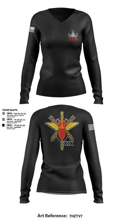 19th EOD 62274073 Women's Long Sleeve V-neck Shirt - 3