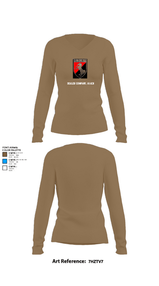 Womens Long Sleeve Vneck Shirt, Dealer Company, 1/11 ACR, Army, Teamtime, Team time, sublimation, custom sports apparel, team uniforms, spirit wear, spiritwear, sports uniforms, custom shirts, team store, custom team store, fundraiser sports, apparel fundraiser