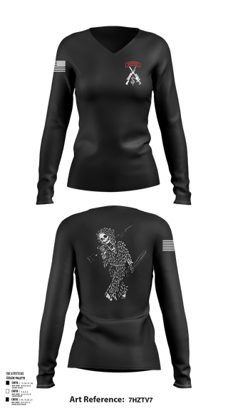 Womens Long Sleeve Vneck Shirt, 2-5 CAV Snipers, Army, Teamtime, Team time, sublimation, custom sports apparel, team uniforms, spirit wear, spiritwear, sports uniforms, custom shirts, team store, custom team store, fundraiser sports, apparel fundraiser