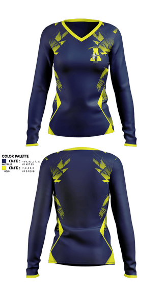 Womens Long Sleeve Vneck Shirt, Airport High School Cheer, Cheer, Teamtime, Team time, sublimation, custom sports apparel, team uniforms, spirit wear, spiritwear, sports uniforms, custom shirts, team store, custom team store, fundraiser sports, apparel fundraiser