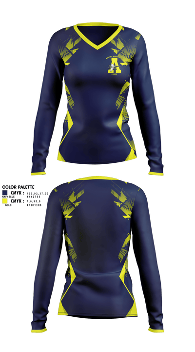 Airport High School Cheer 33792869 Women's Long Sleeve V-neck Shirt - 2