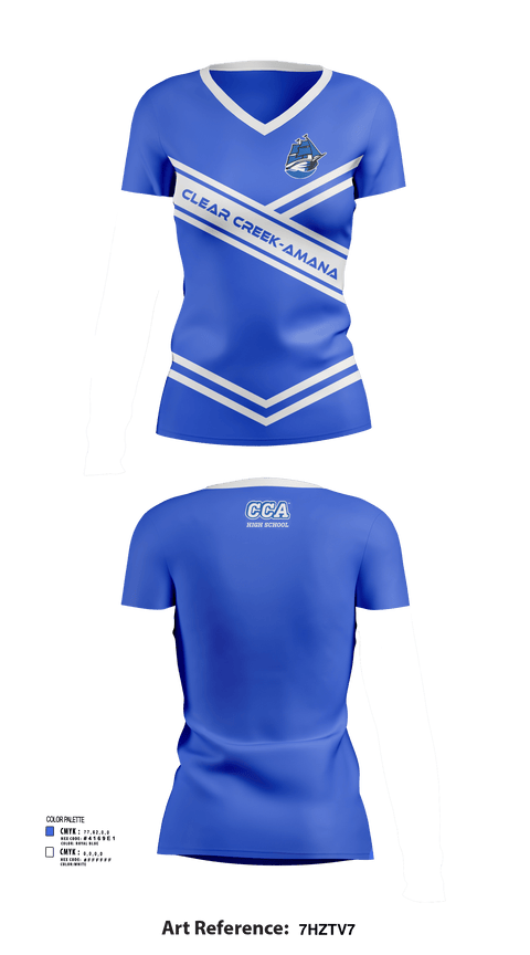 Womens Short Sleeve Vneck Shirt, Clear Creek-Amana High School Cheer, Cheer, Teamtime, Team time, sublimation, custom sports apparel, team uniforms, spirit wear, spiritwear, sports uniforms, custom shirts, team store, custom team store, fundraiser sports, apparel fundraiser