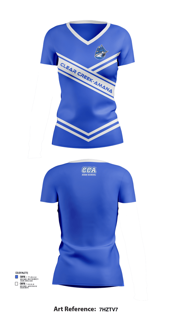 Womens Short Sleeve Vneck Shirt, Clear Creek-Amana High School Cheer, Cheer, Teamtime, Team time, sublimation, custom sports apparel, team uniforms, spirit wear, spiritwear, sports uniforms, custom shirts, team store, custom team store, fundraiser sports, apparel fundraiser